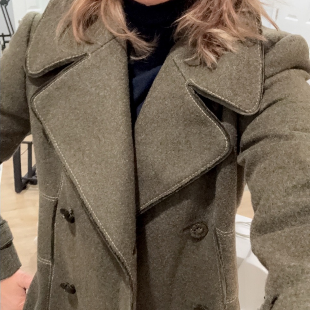Elie Tahari Olive Double-Breasted Coat